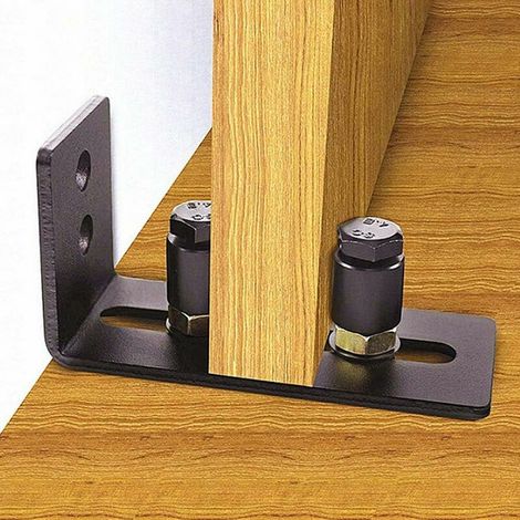 Guide de sol de porte, rail de porte coulissante, kit de porte coulissante, guide de rouleau de sol coulissant pour porte de grange, rouleau de retenue réglable pour placard à double porte - 2 pièces (1/4)