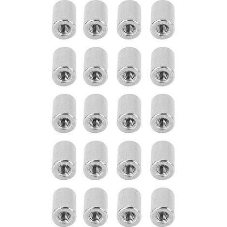 Runde M6x1,0 Edelstahl 304 Verschraubungsmuttern, 20er-Packung, 12x17 mm Innengewindestange, Verbindungsstücke für Metallstangen (1/5)