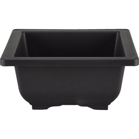 Vaso Cinese quadrato in plastica nera per bonsai e cactus 13,5x13,5x6,5 cm - PL17V (1/3)