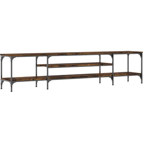 Mobile TV multimediale scaffale per televisione televisione buffet sala da pranzo soggiorno camera da letto rovere affumicato 201 x 35 x 45 cm derivati del legno e ferro rovere affumicato 020027366