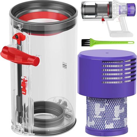 Pièce détachée pour aspirateur TuseRxln - Accessoire compatible - Bac à poussière de rechange pour Dyson V10, SV12, SV13 et SV27 - 1 pièce - Noir (1/5)