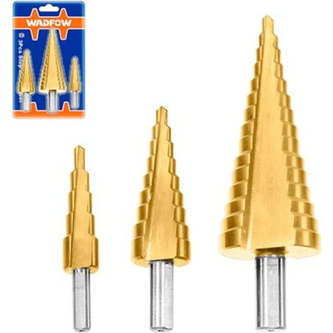 Set di punte per trapano a gradini HSS WADFOW da 3 pezzi 12-20-32 mm
