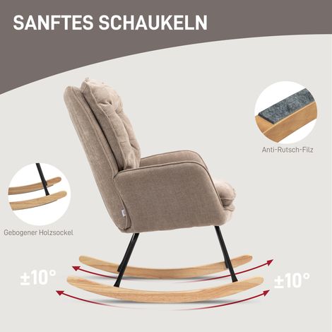 Fauteuil berçant spacieux à dossier surélevé, armature en hêtre, capacité 120 kg, teinte marron (1/4)