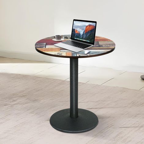 Mesa de comedor redonda vintage para 2-4 personas, mesa de bistró redonda con patas de acero - Modelo A04 (60 x 60 x 75 cm) (1/5)