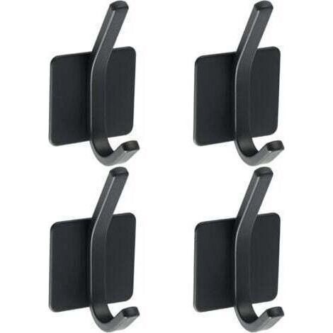ALLIANDIS4 Pcs Crochet Adhésif Patère Murale Adhésive en Acier Inoxydable SUS 304 Porte Manteau Mural Noir Porte Serviette pour Salle de Bain ou Cuisine (1/5)