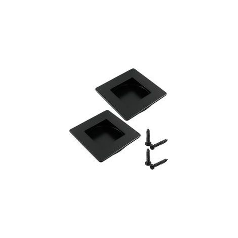 Lot de 2 (noir)poignées de porte coulissante carrées encastrées en acier inoxydable pour armoires, tiroir et placard, avec vis (1/5)