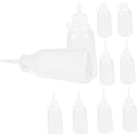 10 pièces Lot de Flacons Plastique avec Bouchon Bouteilles Applicatrices à Pointe Aiguille Réutilisables pour Colle Liquide Bouteilles Précises pour Réparations et Artisanat (1/5)