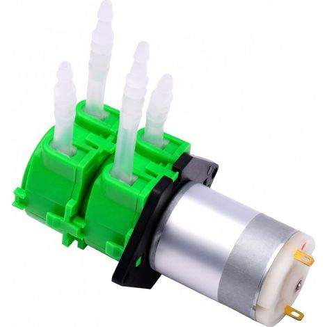 Bomba peristáltica de doble cabezal de 12/24 V CC – Autocebante, con tubo de silicona de grado alimenticio, para laboratorio/acuario. (1/5)