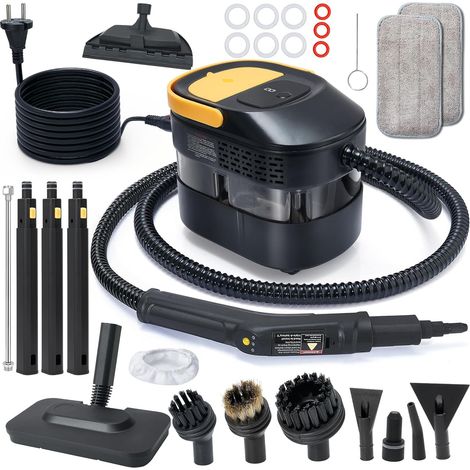 17PCS Nettoyeur Vapeur Portable Avec Poignée Réglable à 3 Niveaux, 15S De Temps De Chauffage, Réservoir D'Eau De 1,6L, Idéal Pour Le Sol, Cuisine, Fenêtre, Salle De Bains, Voiture (1/5)