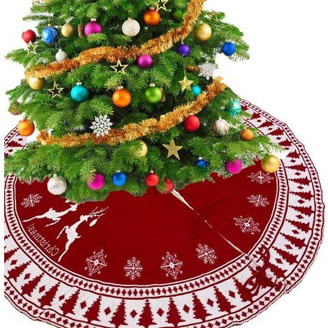 Weihnachtsbaumdecke, Baumfußabdeckung – gestrickt mit Schneeflocken- und Rentiermuster, geeignet für Weihnachtsdekorationen – 95 cm, 1 Stück (1/5)