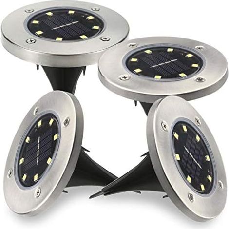 Projecteur solaire 10 LED encastrable avec piquet, étanche pour allées et pelouses, éclairage jardin extérieur (1/5)