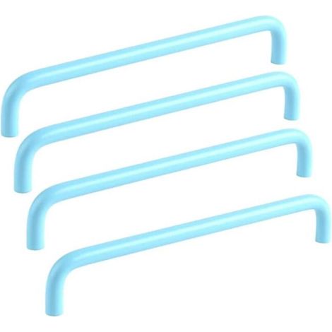 Juego de 4 tiradores para muebles, aleación de aluminio, tornillos incluidos, aptos para muebles, puertas y ventanas, 138 mm, azul. (1/5)