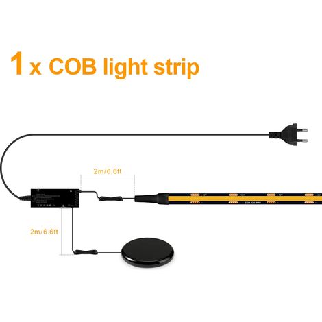 (1 bande, lumière chaude, 2 m) Panneau mural décoratif à grille intégrée, insonorisant, bande LED COB, 12 V (1/5)