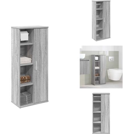 Meuble de salle de bain avec porte-rouleau sonoma gris - Meuble De Salle De Bain - Meubles De Salle De Bain - Meuble De Rangement De Salle De Bain - Meuble De Rangement De Toilette (1/5)