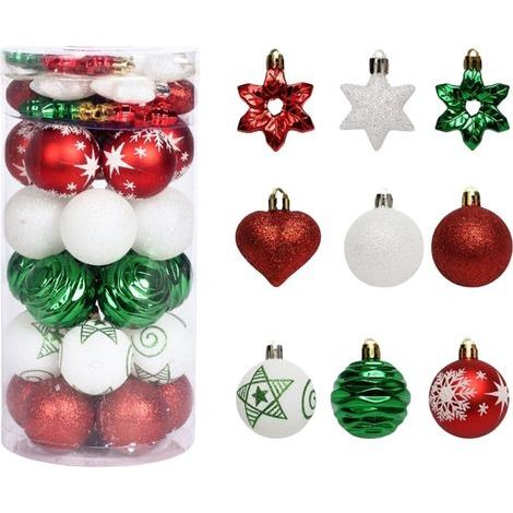 Set aus 41 unzerbrechlichen roten und weißen Weihnachtskugeln, zur Dekoration im Innen- und Außenbereich, mit der Aufschrift „Merry Christmas“. (1/5)