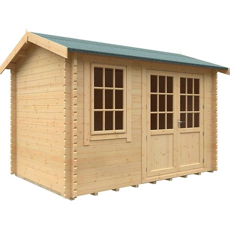 12x8w The Henley Plus 44mm Cabin - L355 x W235 x H262.3 cm - Solid Wood/Softwood/Pine - Natural