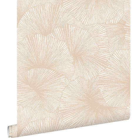 papier peint effet 3D feuilles beige - ESTAhome (1/5)