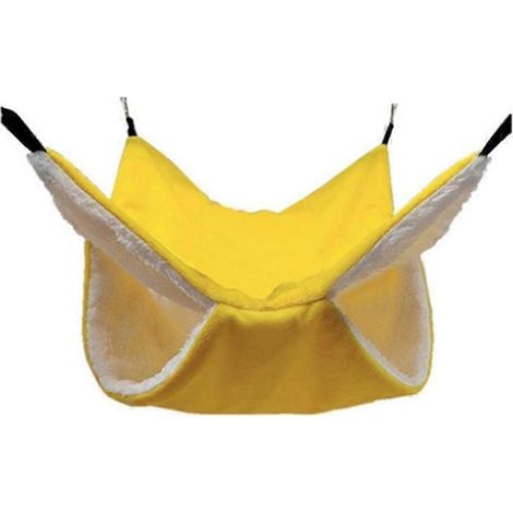 Petit lit suspendu pour rongeurs, hamac douillet en peluche épaisse, cachette chaude pour hamster, nid jaune.