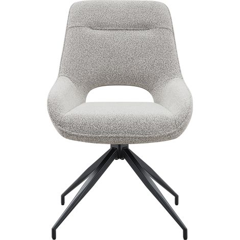 2er-Set Esszimmerstühle 360° drehbar aus beige-grauem Stoff mit schwarzem Metallgestell (1/5)