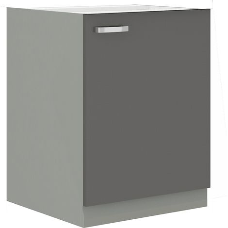 Küchen Unterschrank 60 Hochglanz Grau Küchenzeile Küchenblock Küche Grey Bianca (1/4)