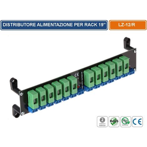 DISTRIBUTORE DI ALIMENTAZIONE 12/24V 16 USCITE 1A SCHEDA PCB MONTAGGIO RACK 19" (1/4)