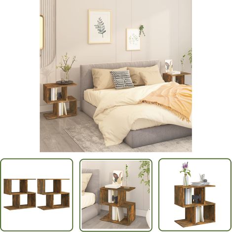 The Living Store Tables de chevet 2pcs Chêne fumé 50x30x51,5cm Bois d'ingénierie - Table De Chevet - Meuble De Chambre - Commode - Mobilier Moderne - Design Scandinave (1/5)