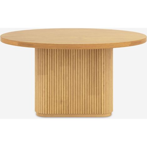 Tavolino da salotto in legno nero rotondo 80x45cm scanalato Vaik - Legno Naturale
