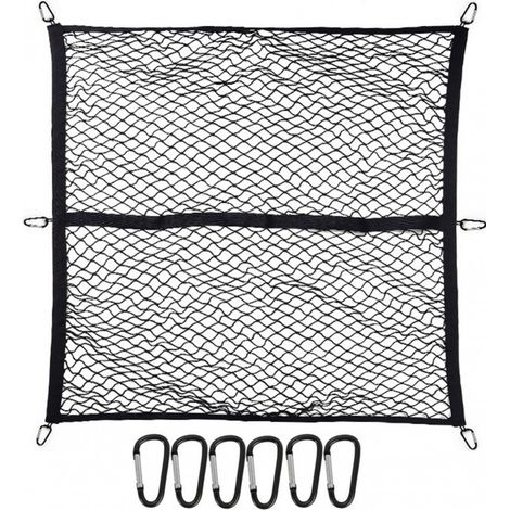 Filet de chargement élastique résistant pour bennes de camion, Conçu pour contenir les bagages et organiser le chargement avec des attaches à crochets solides 47,2 × 47,2 pouces (1/5)