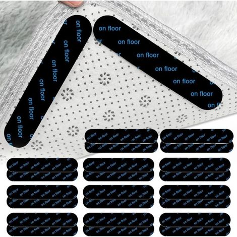 24 pièces - Autocollants antidérapants - Patins antidérapants - Adhérence optimale pour tapis, moquettes, tapis de douche et plus encore - Antidérapant - Ruban adhésif double face - Noir