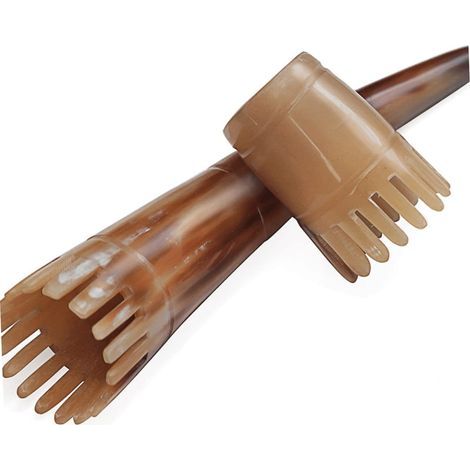 21 cm langer Kamm aus natürlichem Ochsenhorn mit langem Griff, Massagekamm und Reinigungswerkzeug zur Anregung der Durchblutung (1/5)
