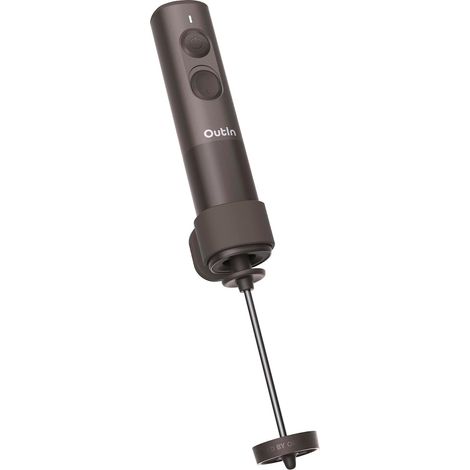 Mousseur à lait électrique manuel, Tundra Brown Rechargeable, fouet et étui de rangement, pour une micro-mousse fine de latte, flat white et cappuccino (1/5)
