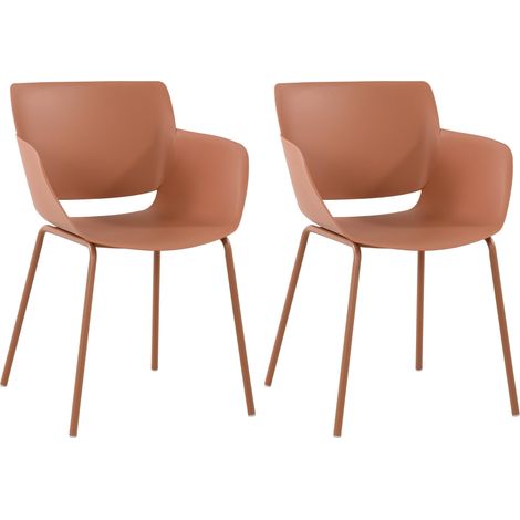 Conjunto de 2 sillas para interior o exterior en plástico color terracota y acero con recubrimiento en polvo 100007311 (1/5)