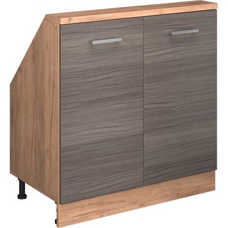 Meuble de rangement sous pente Rion, gris noble/chêne doré, avec 2 portes, Vicco
