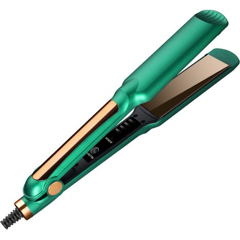 Lisseur et boucleur de cheveux vert, 4 niveaux de température, utilisation humide/sec, fer plat à lisser et boucler, prise américaine 110V-220V (1/5)