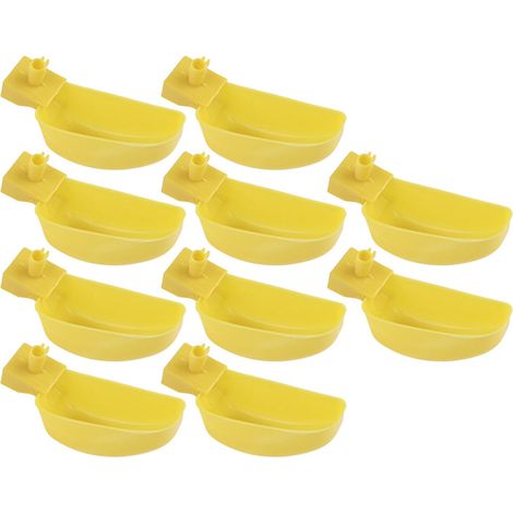 Lot de 10 abreuvoirs automatiques jaunes pour cailles, poules et autres oiseaux (grand format). (1/5)