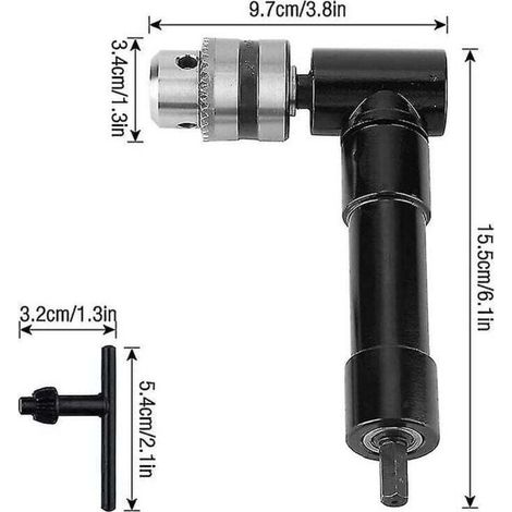 Winkelbohrfutter, 90°-Winkel-Schnellspannbohrfutter, 1-10 mm Elektrobohrwelle, Bohrverlängerungswerkzeug, für Arbeiten in engen Winkeln