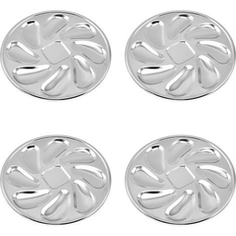 4 pièces assiettes à huîtres acier inoxydable, forme coquille avec 8 compartiments sauce, ustensile apéritif élégant et fonctionnel (1/5)
