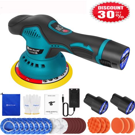 12V Polisseuse 150mm Polisseuse 8 vitesses 2 batteries
