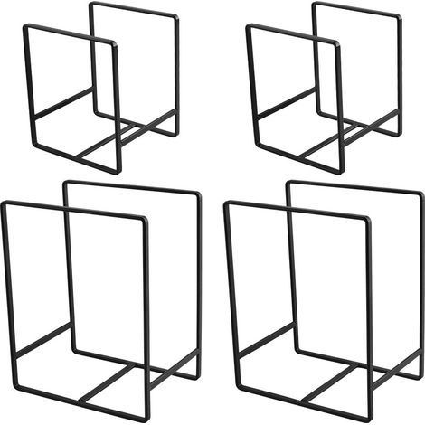 Lot de 4 organiseurs assiette, d'armoire, de tiroir, d'étagères, de cuisine, en métal, pour le rangement des assiettes et de la vaisselle (noir) (1/5)
