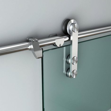 Kit herrajes puerta corredera cristal exterior acero inox 2m (1/5)