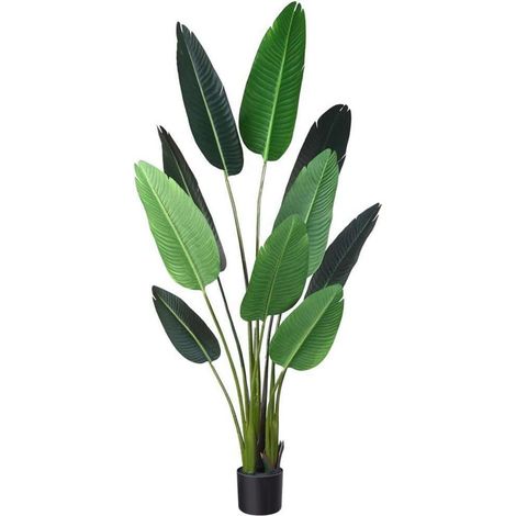 Plante artificielle Strelitzia en pot 160 cm, feuillage tropical réaliste, intérieur/extérieur (1/5)