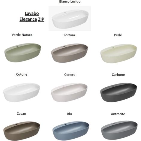 Lavabo Circle appoggio 70x40 ovale in ceramica bianco lucido di (1/5)