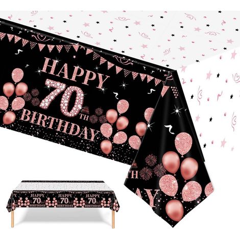 Nappe 70e anniversaire Roségold 137x274cm Décoration de fête pour anniversaire