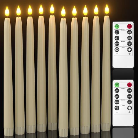 Bougie Chandelier LED Decorative, Lot de 10 Fausses Bougies à LED Flamme Vacillante Bougie Electrique avec Télécommande pour Deco Noel Anniversaire Maison Chambre Mariage (1/5)