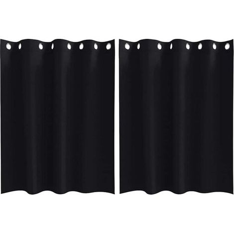 Rideaux occultants, avec anneaux de suspension, ensemble de deux pièces, noirs, 140 x 140 cm (1/5)