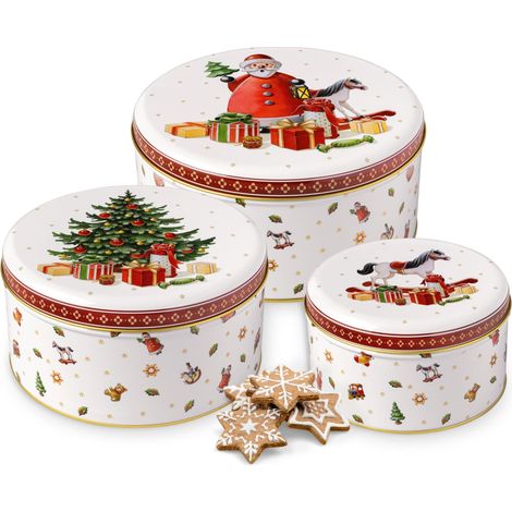 Ensemble de Boîtes à Biscuits Multicolore, Article de Noël Déco, Décoration Noël Table, Boîte de Rangement Alimentaire, Boîte à Cookies, Boîte à Bonbon, Métal (1/5)