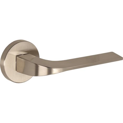 Maniglia per porta DH18, Vidaro, Basic Line, placca rotonda, nichel spazzolato (1/2)
