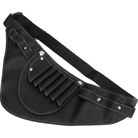 Sac banane en cuir PU pour ciseaux, 2 compartiments, étui à ciseaux portable, sacoche à outils pour outils de coiffure (1/5)