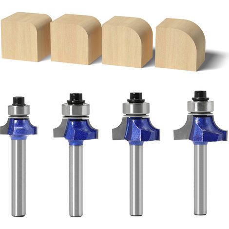 Set of 4 carbide rounding cutters for wood, 6 mm shank, woodworking tools (1/5)