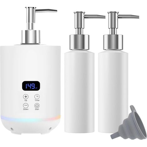 Chauffe-huile de massage avec deux distributeurs à pompe pour spa, distributeur de flacons et chauffe-lotion, écran LED, chauffe-flacon pour gel, appareil chauffant pour salon (Blanc) (1/5)